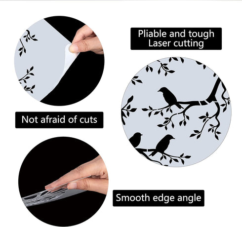 GORGECRAFT Tree Stencil Template Bird Large 11.8x11.8 Inch Reusable Birds on Tree Stencil Leaf Silhouette Sign Home Decor Hummingbird Template for...