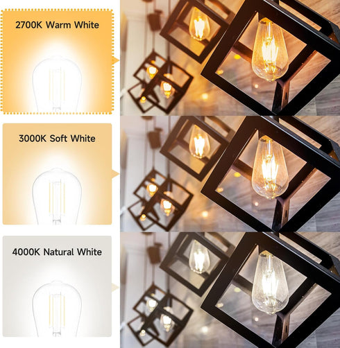 SHINESTAR 8-Pack Edison Bulbs, Warm White 2700K, E26 LED Bulb 60 Watt Equivalent, Dimmable Vintage Light Bulbs...