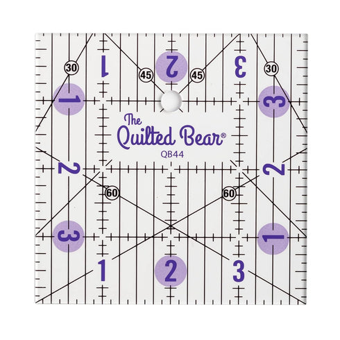 The Quilted Bear Quilting Rulers - Transparent Acrylic Non Slip Quilting, Patchwork & Sewing Ruler with Clear Black Lines & 30, 45 & 60 Degree Ang...