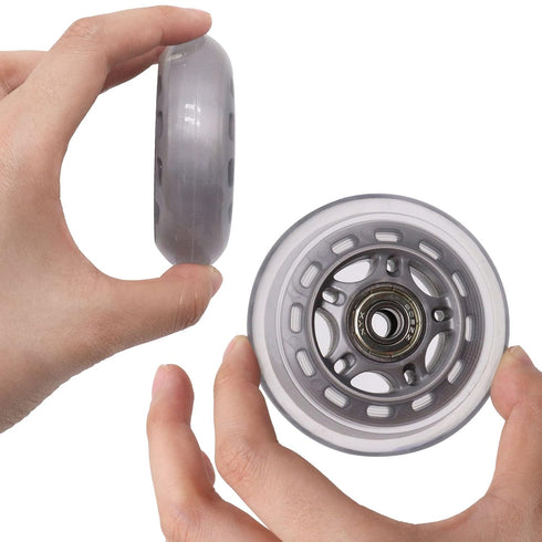 Inline Skate Wheels with Bearings, 3 Inch Roller Blade Wheels 76mm Outdoor and Indoor Clear Wheels for Office Chairs, Luggage (4 Pack,Silver)...