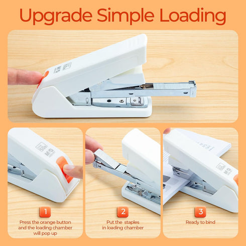 M&G Effortless Desktop Stapler 50 Sheet Capacity, One Finger Stapling, Includes 1000 Staples and Staple Remover, Portable Space Saving Stapler for...