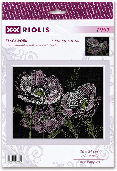 Riolis Cross Stitch, Lace Poppies (14 Count)...