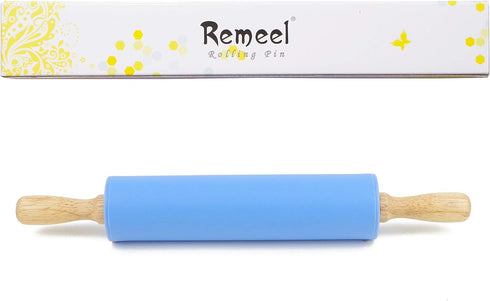 Silicone Rolling Pin for Baking Non-stick Rolling Pin Dough Roller Wooden Handle Kitchen Accessories Pastry Roller...