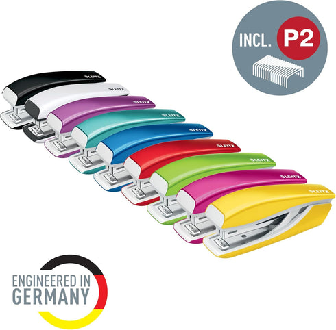 Leitz Mini Stapler, 10 Sheet Capacity, Ergonomic Metal Body, includes Staples, WOW Range, 55281023 - Metallic Pink...