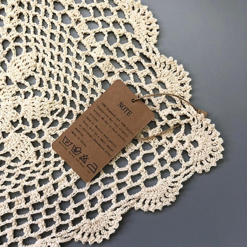 KEPSWET Sunflower Cotton Handmade Crochet Lace Rectangle Table Runner Coffee Table Decor (14x60 inch, Beige)...