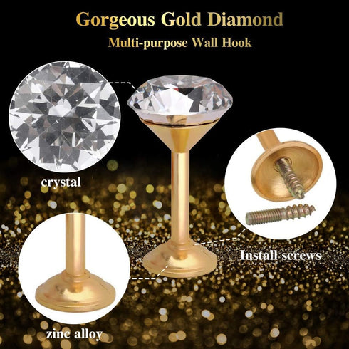 1 Pair Simple Design Diamond Crystal Curtain Hooks Curtain Buckle Wall Holdbacks Decorative Tiebacks (Gold)...