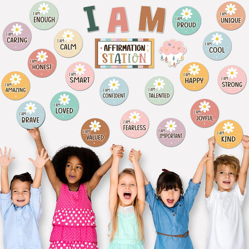Frienda Boho Affirmation Station Bulletin Board Set Motivational Posters Classroom Mirror Growth Mindset Decor Positive Affirmations Accents Cutou...