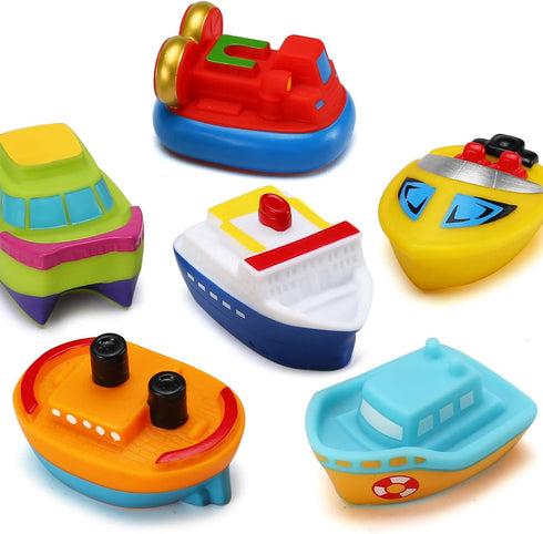 Bath Toys, 6 Packs Light up Boat Floating Rubber Set, Flashing Color Changing Light in Water, Tub Gift for Baby Infant Toddler Child Kid, Bathtub ...
