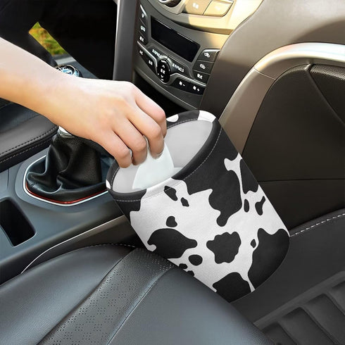 Cow Print Car Garbage Can Waste Basket for Cars - Back Seat, Floor, or Hanging Headrest Car Accessories Interior Road Trip Essentials...
