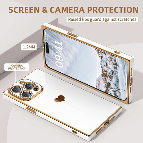 Tzomsze Compatible with Square iPhone 14 Pro Max Case for Women, Cute Cases Full Camera Protection, Reinforced Corners TPU Cushion Shockproof Edge...