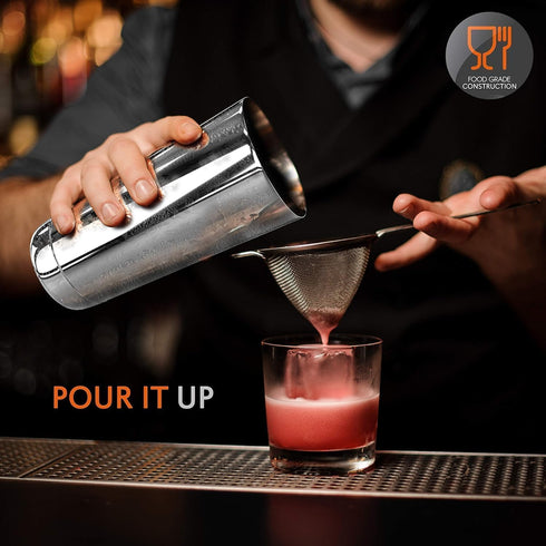NutriChef Mixology Bartender Cocktail Shaker Set - Includes 15 & 30 oz Stainless Steel Shakers, 6 Bottle Pourers & More - Essential Martini Making...