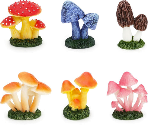 ONEST 6 Pieces Mini Mushroom Figurines Fairy Garden Mushrooms Ornaments for Outdoor Home Decorations...