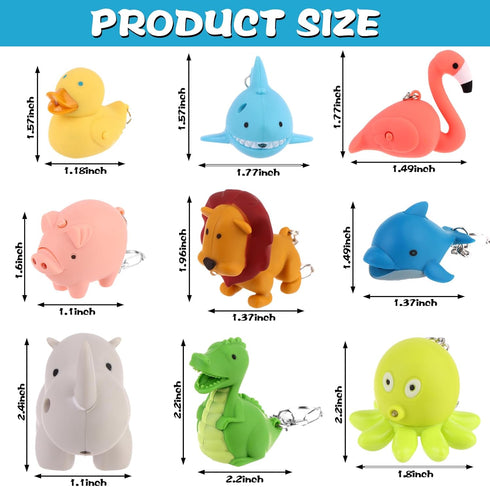 9 PCS Nurse Flashlight Pediatric Nurse Flashlight Keychain Animal Flashlight Keychain Dolphin Lion Flamingos Dinosaur Shark Rhino Octopus Duck Pig...