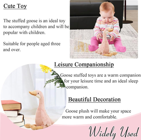 19.7" Goose Stuffed Animal Plush Kawaii Swan Toy Soft Doll for Girls Boys, Pink...