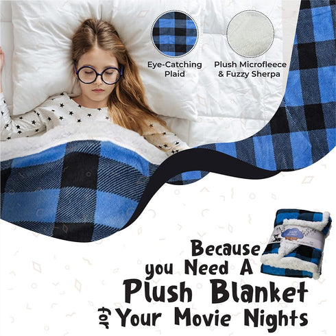 Ultra Soft Sherpa Fleece Plaid Baby Blanket | Cozy, Plush Throw Blanket for Kids | Reversible Plaid | Washable | Wide Size for Extra for Warmth & ...