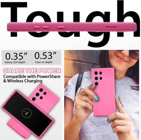 Coolwee Hot Pink Full Body Protective Case for Galaxy S24 Ultra Heavy Duty 3 Layers Rugged Shockproof Women for Samsung Galaxy S24Ultra 6.8 inch S...