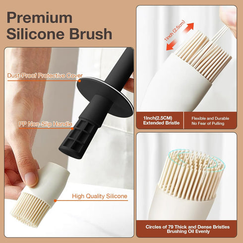 oil dispenser Bottle with Heat Resistant Brush?Glass oil dispenser for Kitchen?Oil Container with Silicone Basting & Pastry Brush for Cooking BBQ ...