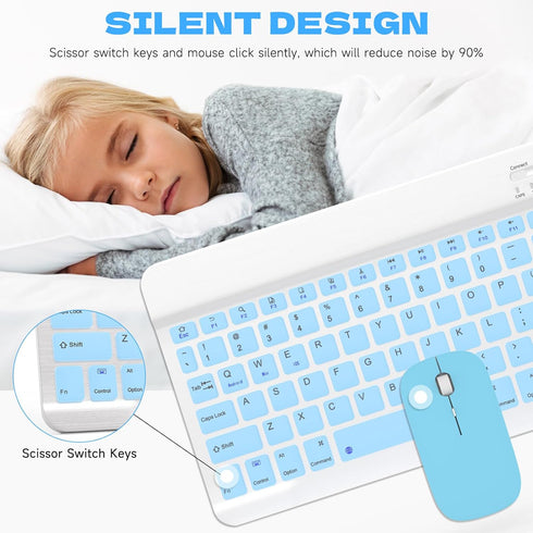 Bluetooth Keyboard and Mouse Combo, QWERT Layout Universal Ultra-Slim Wireless Keyboard Mouse Set for Android Windows iPad iPhone Samsung Tablet P...