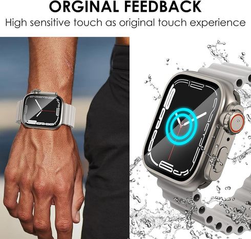 Ultra Look - Fullife 2 in 1 Compatible with Apple Watch Case Series 6 44mm Waterproof Screen Protector, Front & Back Protective Bumper Cover iWatc...