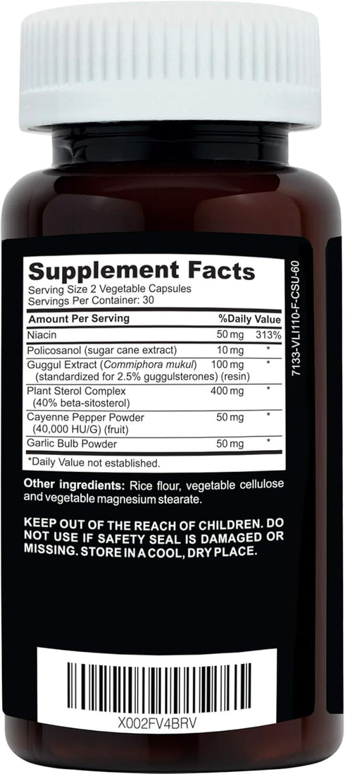 Clinical Daily Cholesterol Care Supplement. Vegan Cholesterol and Triglyceride Supplements. Plant Sterols Supplements Cholesterol Support with Gug...