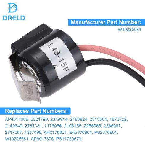 W10225581 Refrigerator Bimetal Defrost Thermostat, Compatible with Whirlpool, Kenmore, Replaces WPW10225581 PS11750673 AP6017375 2188824 2321799 W10260437