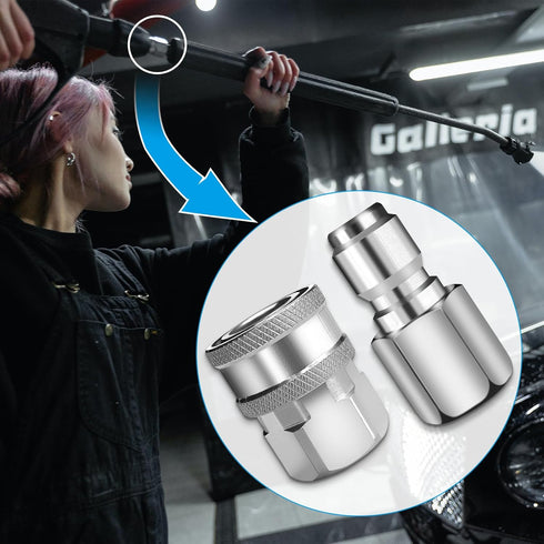 2 Sets NPT 3/8 Inch Pressure Washer Quick Connect Kit, Stainless Steel Male And Female Quick Connect Pressure Washer Fittings Pressure Washer Adap...