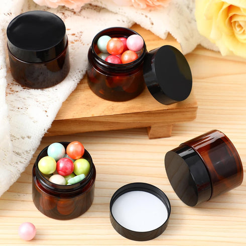 Patelai 4 Pieces Round Clear Wide-mouth Leak Proof Plastic Container Jars with Lids for Travel Storage Makeup Beauty Products Face Creams Oils Sal...