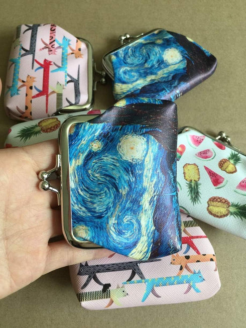 Lovely Abstract Pattern Coin Purse- Mini Blue Clasp Pouch Wallet Key Bags Money Bag, Gift for Girls Kids Purses Women Wallets Buckle Party Favors...