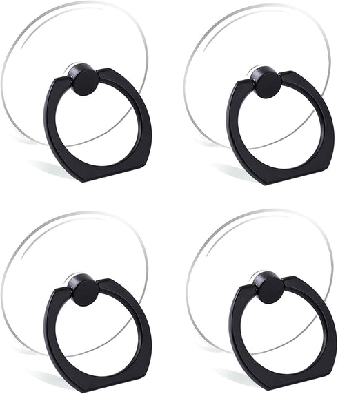 Cell Phone Ring Holder Stand Transparent Finger Grip Loop 360 Degree Rotation Finger Ring Stand (4 x Black (Round))...