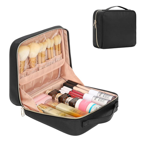CUBETASTIC Travel Makeup Bag, Large Capacity Cosmetic Bags for Women, Make Up Organizer Case with Portable Handle, 90° Wide Open for Easily Access...