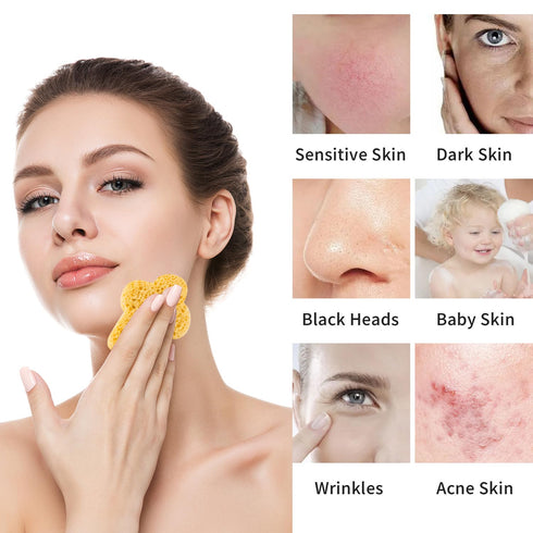 50-Count Makeup Sponge, Facial Sponges Compressed Make Up Sponges for Face Compress Exfoliating Removal Blender Makeup Sponge (Half Flower - Yello...