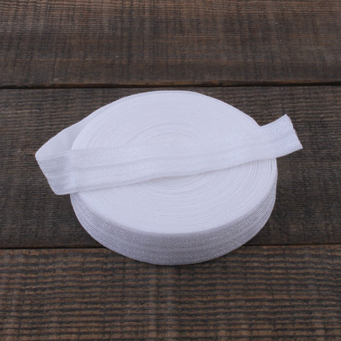 Solid Color Sewing Fold Over Elastic Stretch FOE and Foldover FOE Trim Elastic Ribbon by the yard for Hair Ties Headbands (5/8 inch, 1.5 cm, 20 Ya...
