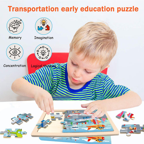 Puzzles for Kids Ages 4-6,24 Pieces Wooden Puzzles for Toddlers Ages 3-5 4-8 3 4 5 6 3-4 Year Olds.4 Pack Car Puzzle Set Children Jigsaw Puzzles f...