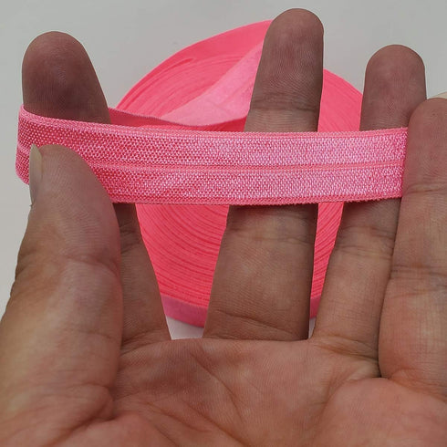 10 Yards Fold Over Elastic Stretch, Braided Elastic Ribbon for Hair Ties Headbands, Available in Various of Colours (Dark Pink, 5/8in)...