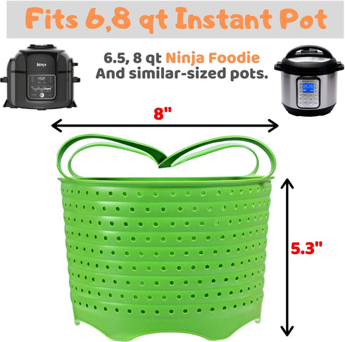Silicone Steamer Basket | Foldable, Space-Saving | Fits 6,8 Qt Instant Pot and Similar-Sized Pressure Cookers Accessories...