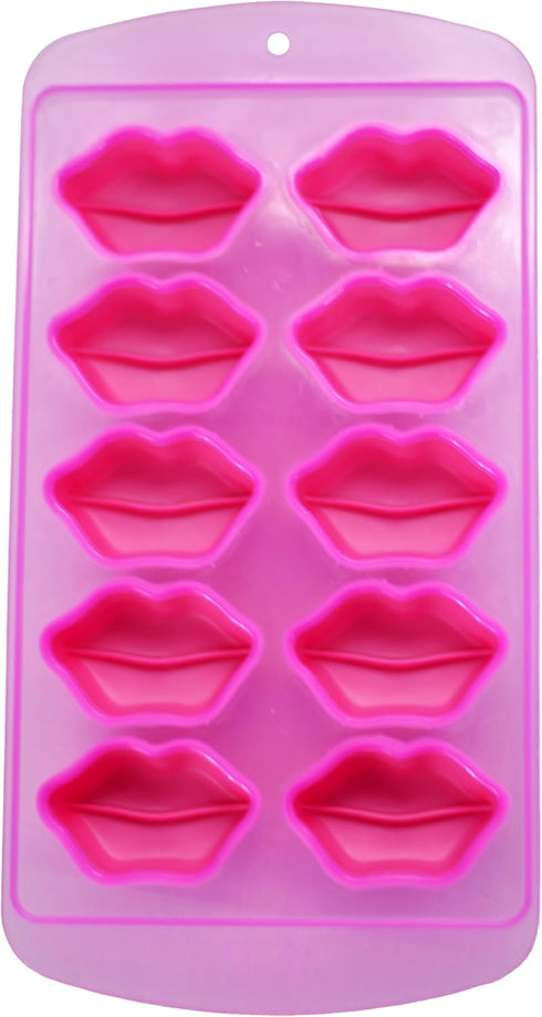 Fairly Odd Novelties Kisses Lips Shape 10 Ice Cube Tray Mold Pink Novelty Gag Gift, One Size...