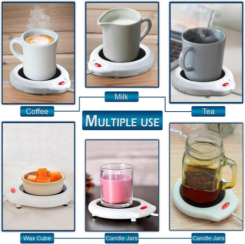 Home-X Mug Warmer, Desktop Heated Coffee & Tea - Candle & Wax Warmer (White)...