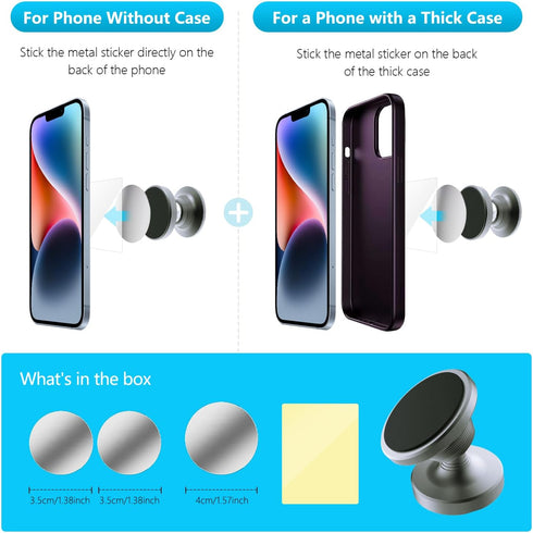 Dual Magnetic Phone Holder for Gym, Gym Magnet Phone Mount&Holder for Videos & Photos, Attaches to Any Metal Surface- Designed for All Phones, Sil...