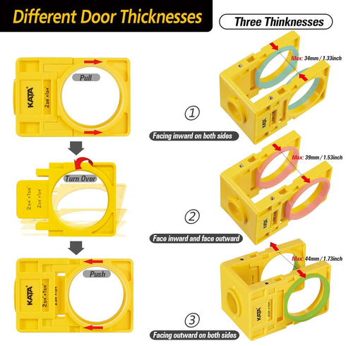 KATA 1-3/8" - 1-3/4" Door Lock Installation Kit with Large Chip-Clearance Slots, Door Lock Hole Saw for Deadbolts and Locksets for Wooden Doors wi...