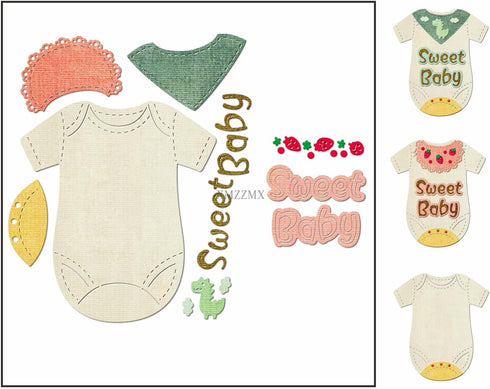 Sweet Baby Kids Clothes Metal Cutting Dies for Card Making, Paper Embossing Die Cuts Kit Templates, Storage Pockets Supplies, Photo Frame Album DI...