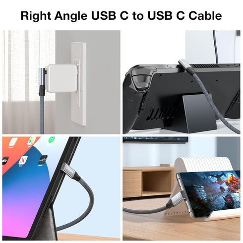 USB C to USB C Cable 90 Degree, 20Gbps Data Transfer 4K 60Hz Video Monitor Cable 100W Fast Charging Right Angle USB C 3.2 Gen 2x2 Cable Compatible...