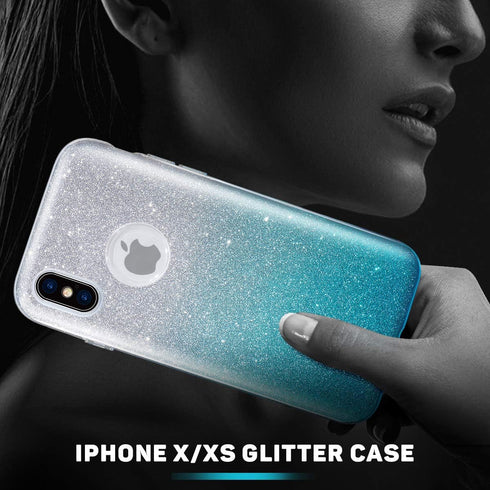 MATEPROX Compatible with iPhone Xs case,Compatible with iPhone X Glitter Bling Sparkle Cute Girls Women Protective Case -Gradient Green...