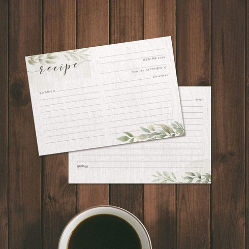 Farmhouse Greenery Recipe Cards from Dashleigh, 48 Cards, 4x6 inches, Sage Green and White, Water-Resistant and Double-Sided (Farmhouse Recipe Car...