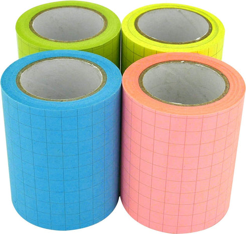 4A Roll Sticky Notes,Full Adhesive,Width x Length 2 x 315 Inches,Neon Assorted,Grid,Self-Stick Notes,4 Refill Rolls,4A PSS 9-1 Grid Refill...
