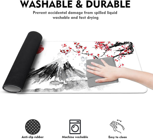 Gaming Mouse Pad, Large Mouse Pad for Desk, Desk Mat Extended Mousepad, with Non-Slip Rubber Base Desk Pad for Home Office, 31.5 X 11.8" (17) (Ink...