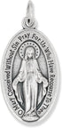 Pack of 5 - Large Oval Miraculous Medals in English (1.125", Silver Oxidized) - Made in Italy, Catholic Mary Pendant for Necklace...