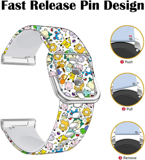 Pikacu Sea Turtle Anime Bands Compatible with Fitbit Sense/Sense 2/Versa 3/Versa 4 Band Fancy Soft Sport Silicone Cartoon Holiday Strap Men Women...