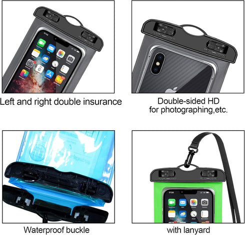 5 Pack Universal Waterproof Phone Pouch, Large Phone Dry Bag Waterproof Case for Apple iPhone 16 15 14 13 12 11 Pro Max XS Max XR X 8 7 6 Plus SE,...