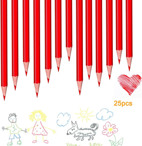 25pcs Checking Pencils advertising pencil Erasable Pre-Sharpened #2 HB with Eraser (Red)...
