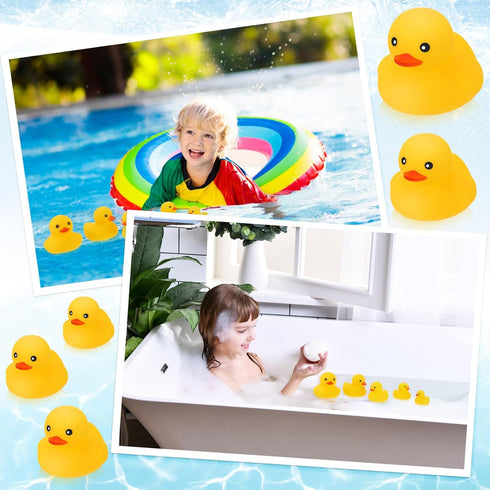 Junkin 5 Pcs Bath Ducks Yellow Rubber Duck without Hole Bath Toy Waterproof No Noise Funny Ducks Family Baby Shower Toy for Boys Girls Birthday Pa...